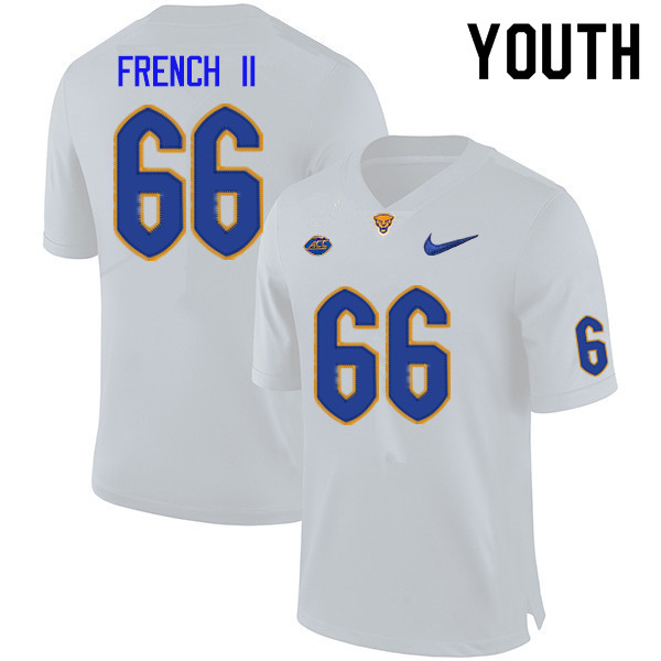 Youth #66 George French II Pitt Panthers College Football Jerseys Sale-White